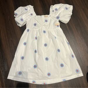 NWT Altar’d State White Dress with Blue Flowers